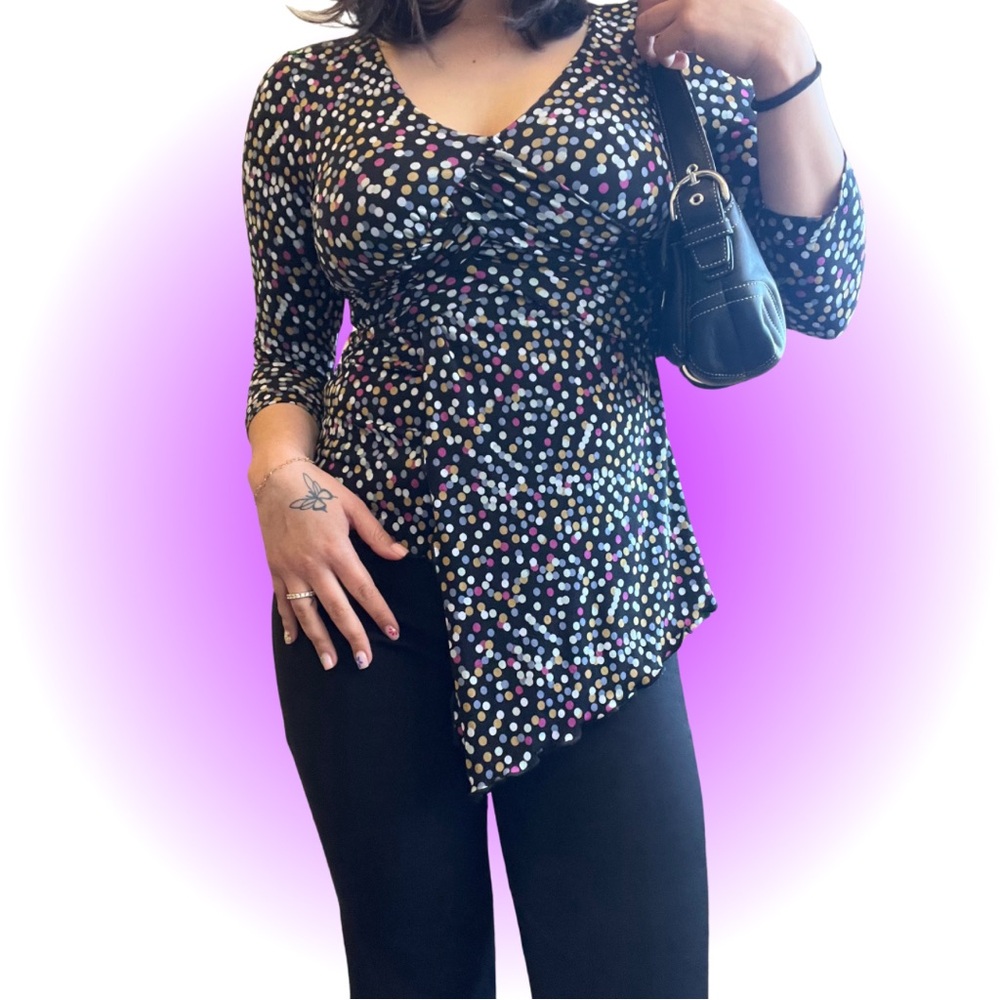 Vol. 1 Petite Polka Dot Asymmetrical Women's Top